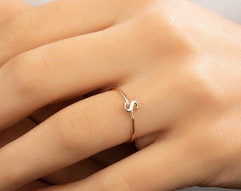 Dainty Sterling Silver Initial Ring, Personalized Letter Ring