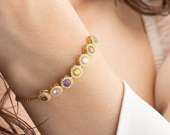Multi Birthstone Bracelet, Personalized Family Jewelry