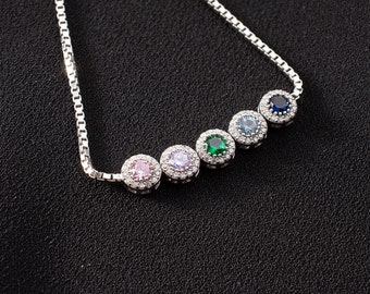 Family Birthstone Bracelet, Personalized Grandma Gift