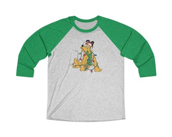 Pluto Christmas Unisex Tri-Blend 3/4 Raglan Tee