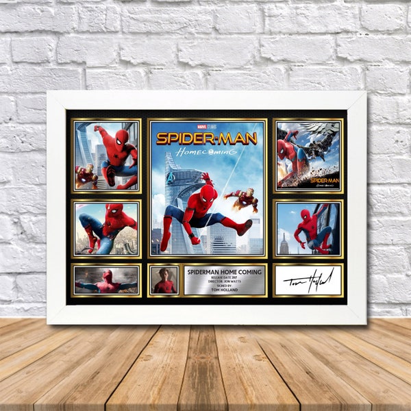 Spiderman Homecoming Tom Holland Autografiado Memorabilia Poster Print - Man Cave Movie Poster