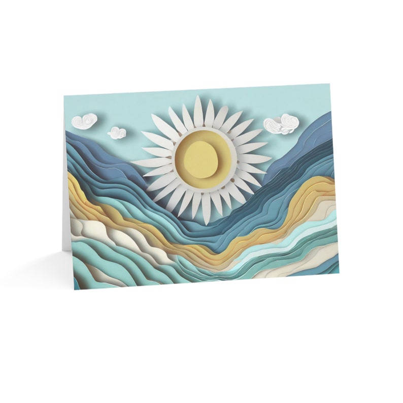 Waves Sunset Greeting Cards image 1