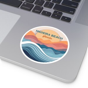Madeira Strand Florida Aufkleber Retro Sonnenuntergang Aufkleber Wasserdicht Vinyl Strand Vibes Laptop Aufkleber Küsten Aufkleber Ozean Aufkleber