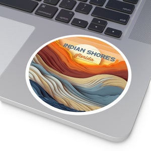 Indian Shores Florida Aufkleber Retro Wellen Aufkleber Strand Vibes wasserdicht Vinyl Laptop Aufkleber Sonnenuntergang Aufkleber