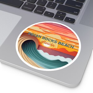 Indian Rocks Strand Florida Aufkleber Florida Aufkleber Retro Sonnenuntergang Aufkleber wasserdicht Vinyl Beach Vibes Laptop Aufkleber