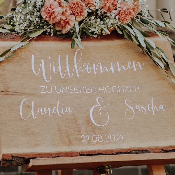 Hochzeit Willkommensschild | Holz | Boho | Rustikal | Hochzeitsdeko | Hochzeitsschild für großen Tag | Personalisiertes Schild