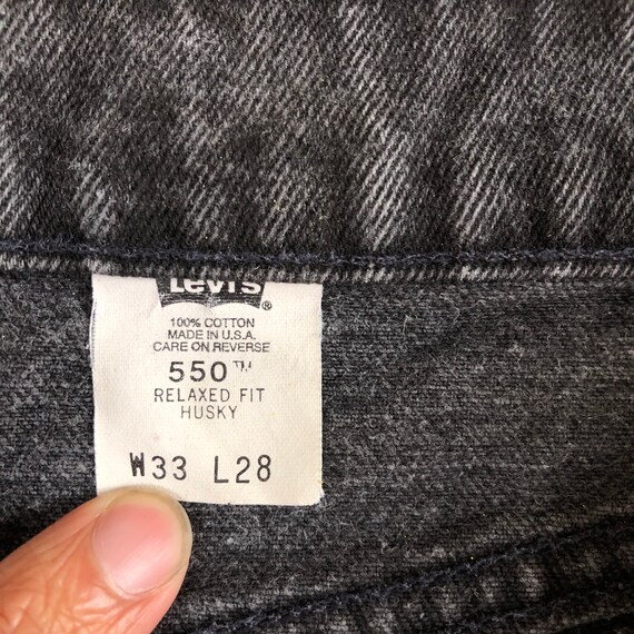 Size 30x27 Vintage Levis 550 Faded Black Jeans 90… - image 9