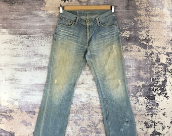 W32 Vintage Levi's 537 Mud Wash Flare Jeans 90er Jahre Levi's Bell Bottom Womans High Rise Pants Ripped Levis Stone Wash Denim Mom Jeans Größe 32x30