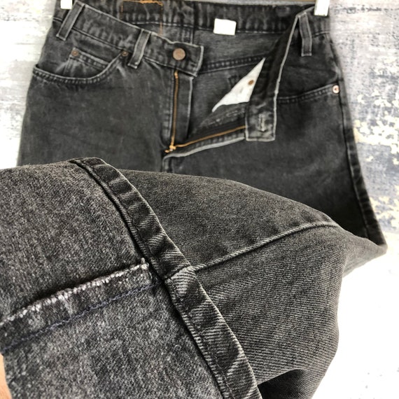 Size 30x27 Vintage Levis 550 Faded Black Jeans 90… - image 8