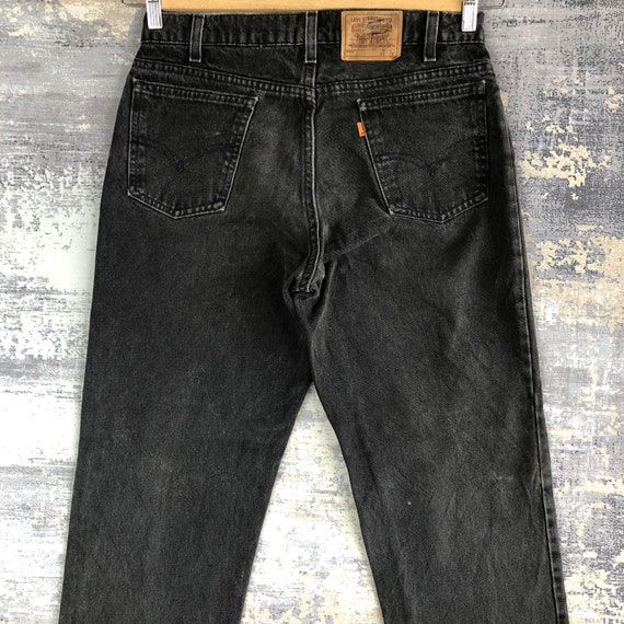 Size 30x27 Vintage Levis 550 Faded Black Jeans 90… - image 4