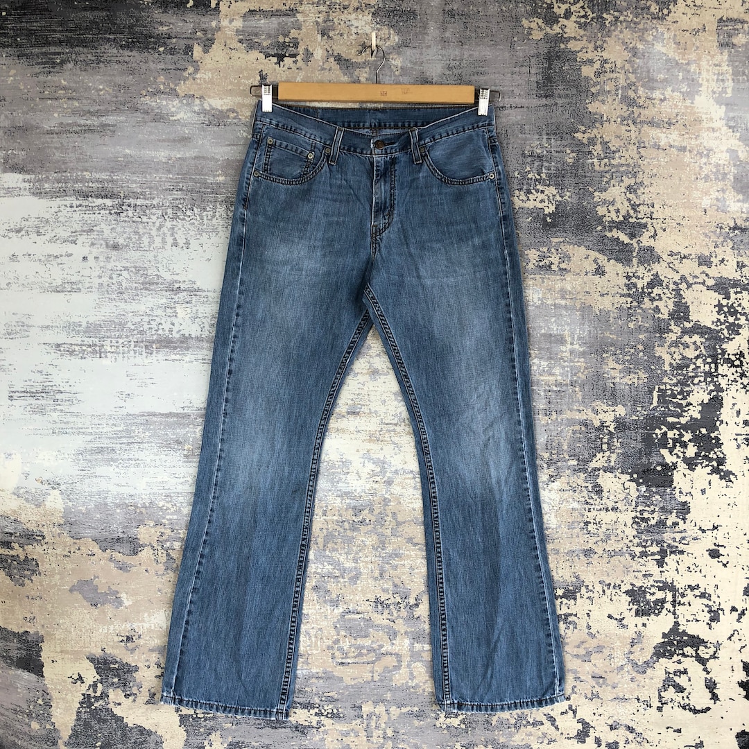 LEVI'S 724 High Rise BIG E Femmes Jeans Bleu Droit Délavé W28 L32