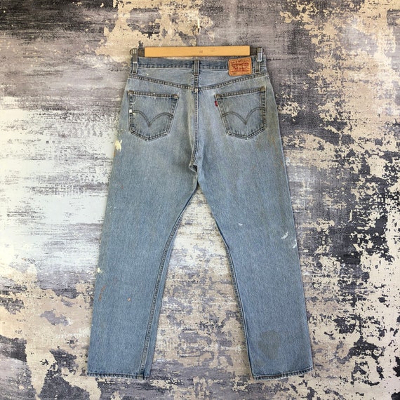 W36 Vintage Levis 505 Paint Splatter Jeans Y2K Womens High Waisted  