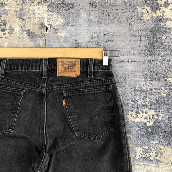 Size 30x27 Vintage Levis 550 Faded Black Jeans 90… - image 5