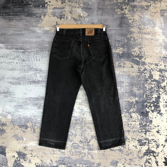 Size 30x27 Vintage Levis 550 Faded Black Jeans 90… - image 2