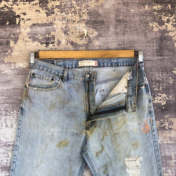 Size 37x32 Vintage Levi's 505 Ripped Jeans Y2K Wo… - image 6