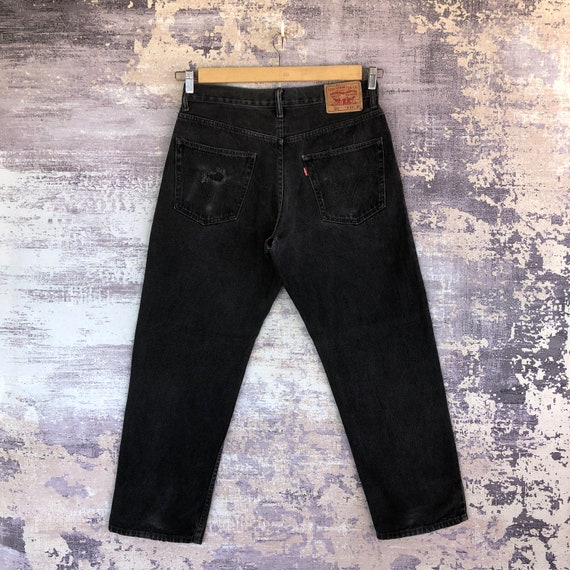 W32 Vintage Levi s 550 Faded Black Jeans 90s Levis Womens High Waisted Pants Dirty Levis Straight Leg Denim Levis Mom Jeans Size 32x28