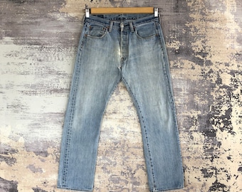 Vintage Levis 501 Jeans Levi's 501 Jeans 32x28 Faded Blue Ripped Vintage Levis Denim Levi 501 Denim Grunge Style Vintage Unisex Jeans W32