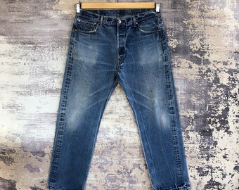 W35 Vintage Levi's 501 Faded Stonewash Jeans Y2k Damen High Rise Levis Hose Levis Light Wash Denim Levis Boyfriend Jeans Größe 35x29