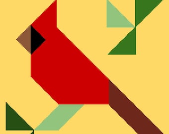 Cardinal Quilt Block Crochet Pattern: Bird Tapestry Afghan (Digital PDF)
