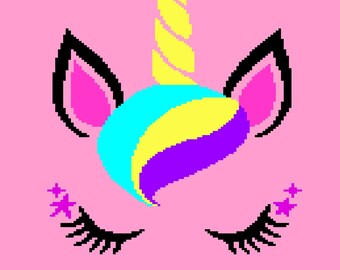 Patrón de manta de unicornio a crochet para niños, tapiz afgano (PDF digital)