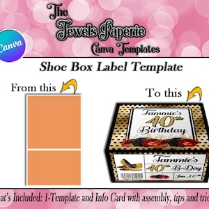 Canva Shoe Box Template-Mini Shoe Box Template-Shoe Box Party Favor-Party Favor Template-Canva Party Favor Template-Digital