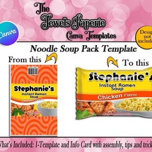 Canva Noodle Soup Pack Template-Noodle Soup Template-Noodle Soup Party Favor-Party Favor Template-Canva Party Favor Template-Digital
