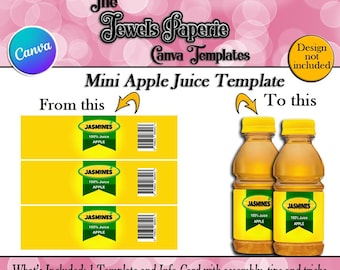 Canva Mini Apple Juice Template-Apple Juice Template-Apple Juice Party Favor-Party Favor Template-Canva Party Favor Template-Digital