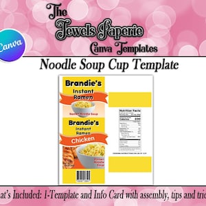 Canva Noodle Soup Cup Template-Noodle Soup Template-Noodle Soup Party Favor-Party Favor Template-Canva Party Favor Template-Digital