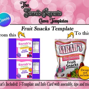 Canva Fruit Snack Template and Mockup-Fruit Snack Template-Fruit Snack Party Favor-Party Favor Template-Canva Party Favor Template-Digital