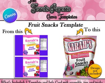 Canva Fruit Snack Template and Mockup-Fruit Snack Template-Fruit Snack Party Favor-Party Favor Template-Canva Party Favor Template-Digital