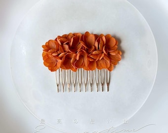MAYLEE TERRACOTTA NEW - Terracotta stabilized flower hair comb for bridal hairstyle and bridal chignon Wedding hair accessory
