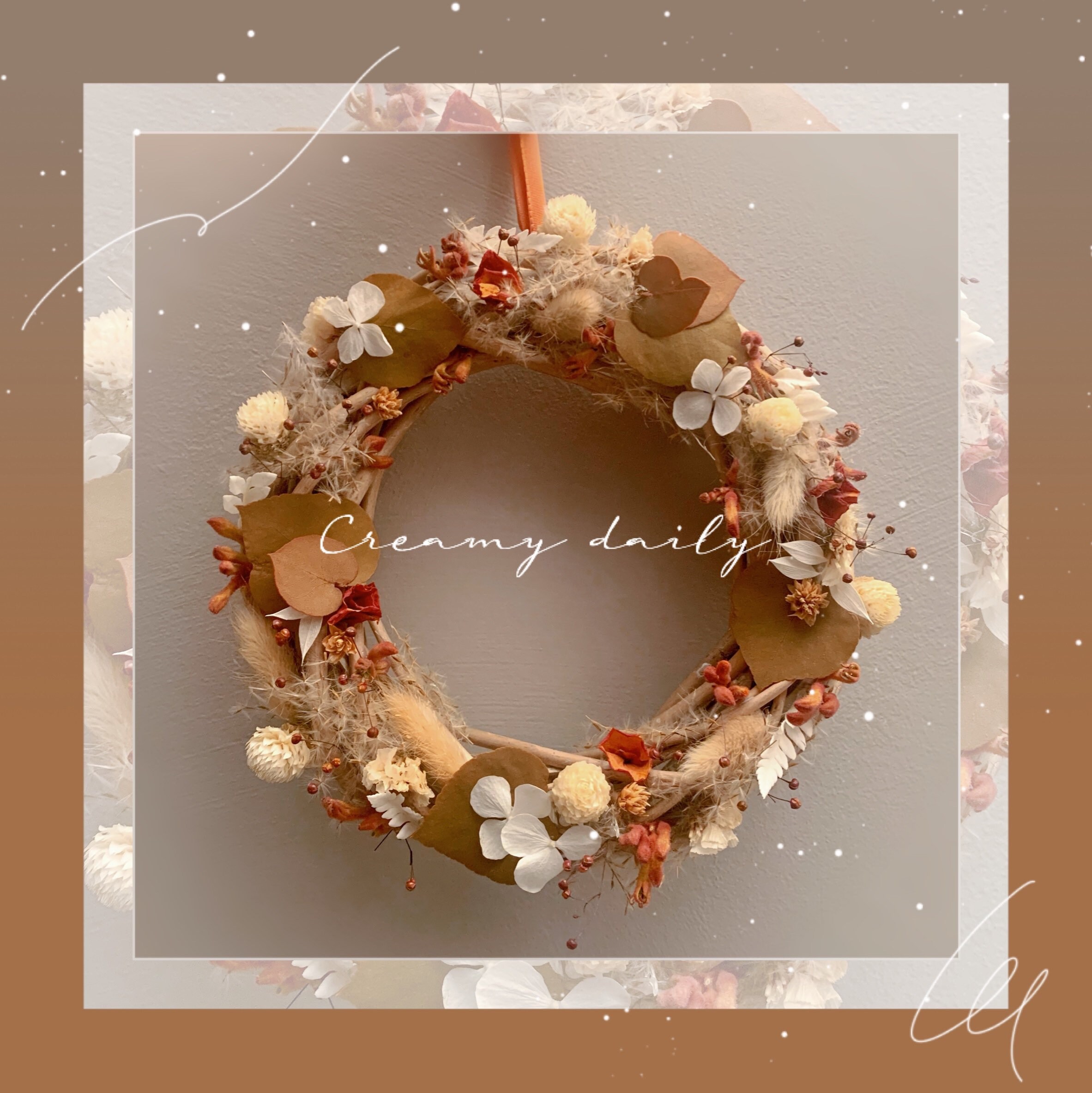 Couronne de Fleurs Séchées et Eucalyptus Stabilisés Été Indien