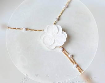 Collier mariée fleur stabilisée, Collier mariage fleur stabilisée, Parure Bijoux Mariage fleur, Bijoux mariée avec perle - KAYLA PEARL