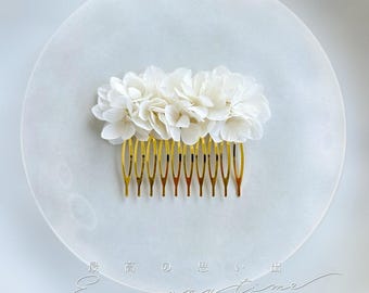 MAYLEE WHITE - Hair comb with white stabilized flower for bridal hairstyle comb for bridal bun Wedding hair accessory