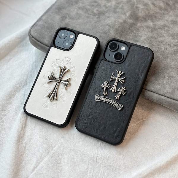 3D Floral Goth Cross iPhone Case For iPhone 15 14 13 12 11 Pro Max X XS XR 8 7