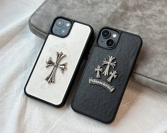 3D Floral Goth Cross iPhone Case For iPhone 15 14 13 12 11 Pro Max X XS XR 8 7