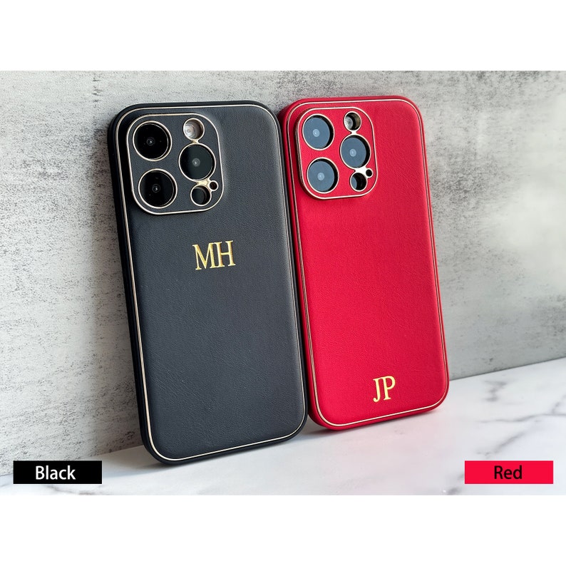 Individuell geprägte Handyhülle Personalisierte Lederhülle für iPhone 15, 14, 13, 12, 11, XR, XS, X 8, 7 Plus, Pro, Max, SE, Mini Bild 5