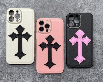 Coque iPhone en tissu noir rose pour iPhone 15 14 13 12 11 Pro Max X XS XR Plus