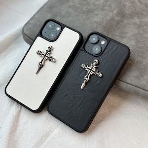 Coque iPhone 3D florale croix gothique pour iPhone 15 14 13 12 11 Pro Max X XS XR 8 7 image 4