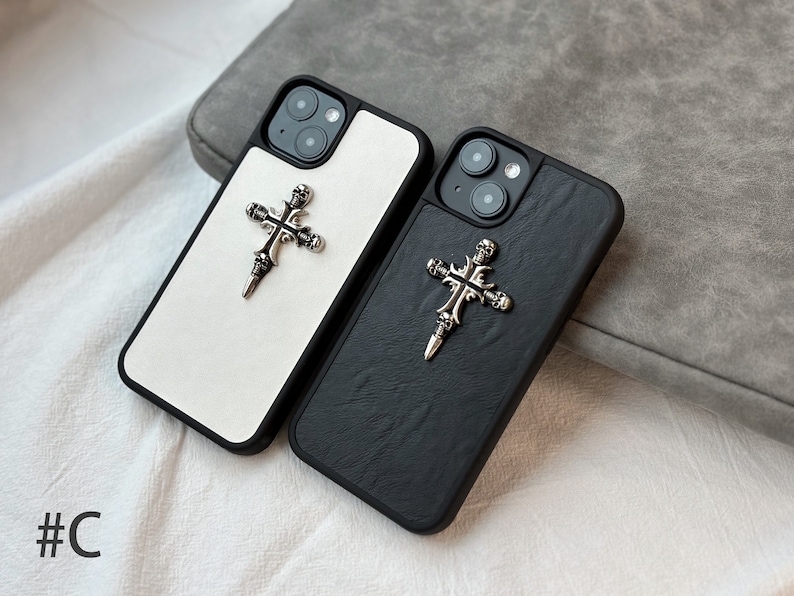 Coque iPhone 3D florale croix gothique pour iPhone 15 14 13 12 11 Pro Max X XS XR 8 7 image 4