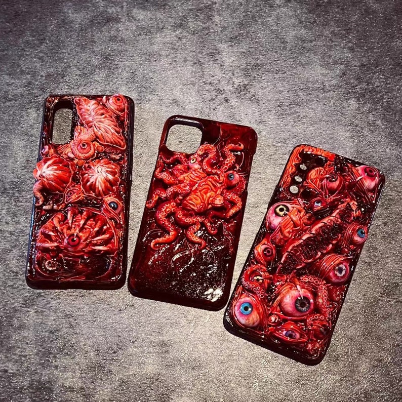 3D Horror Handmade Phone Case For iPhone 13 12 11 pro max mini X XS Max XR 8 7 6 Plus Samsung Galaxy S22 S20 S21 FE Note Ultra 