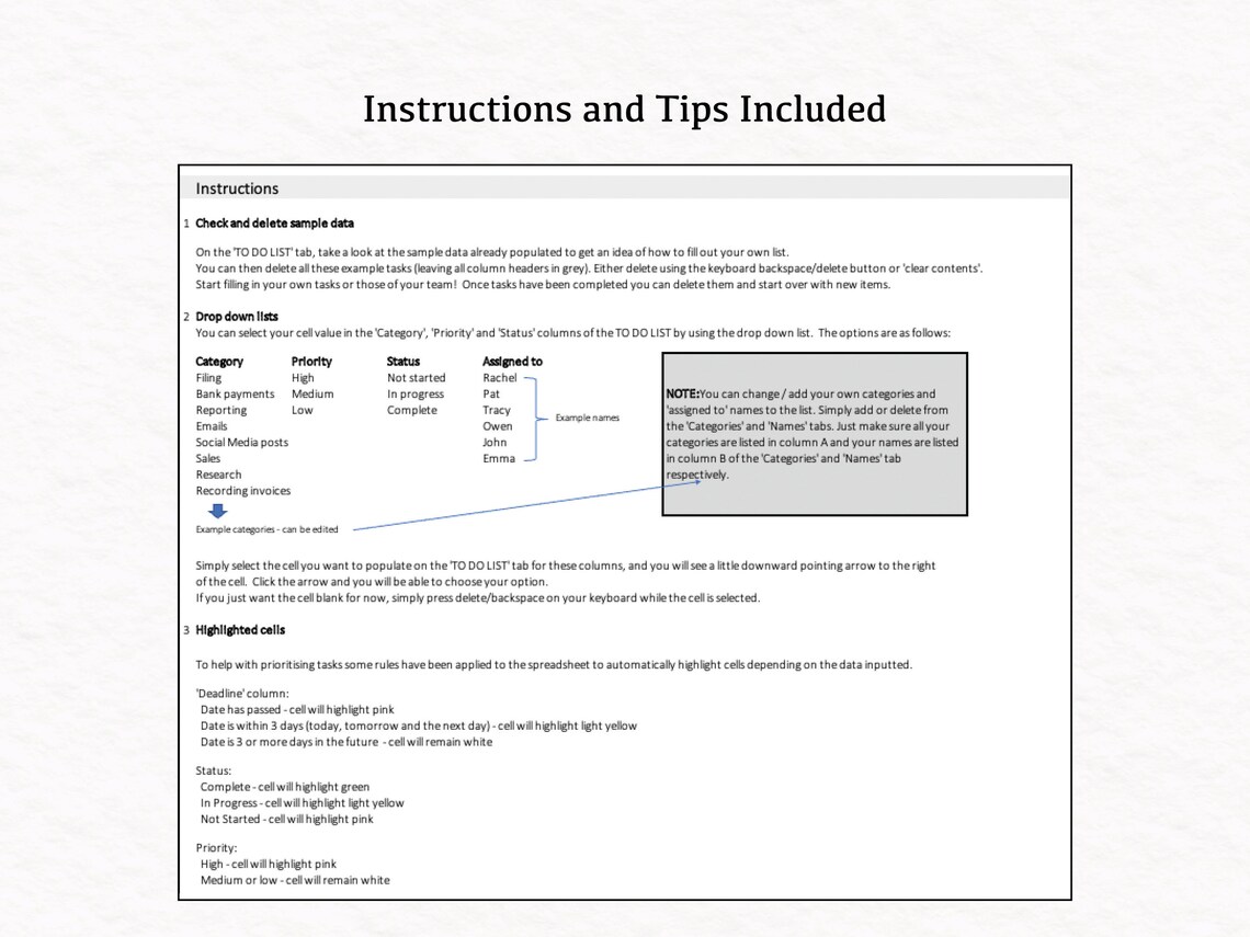 To Do List | Task Allocation Excel Spreadsheet | Digital Download Excel ...