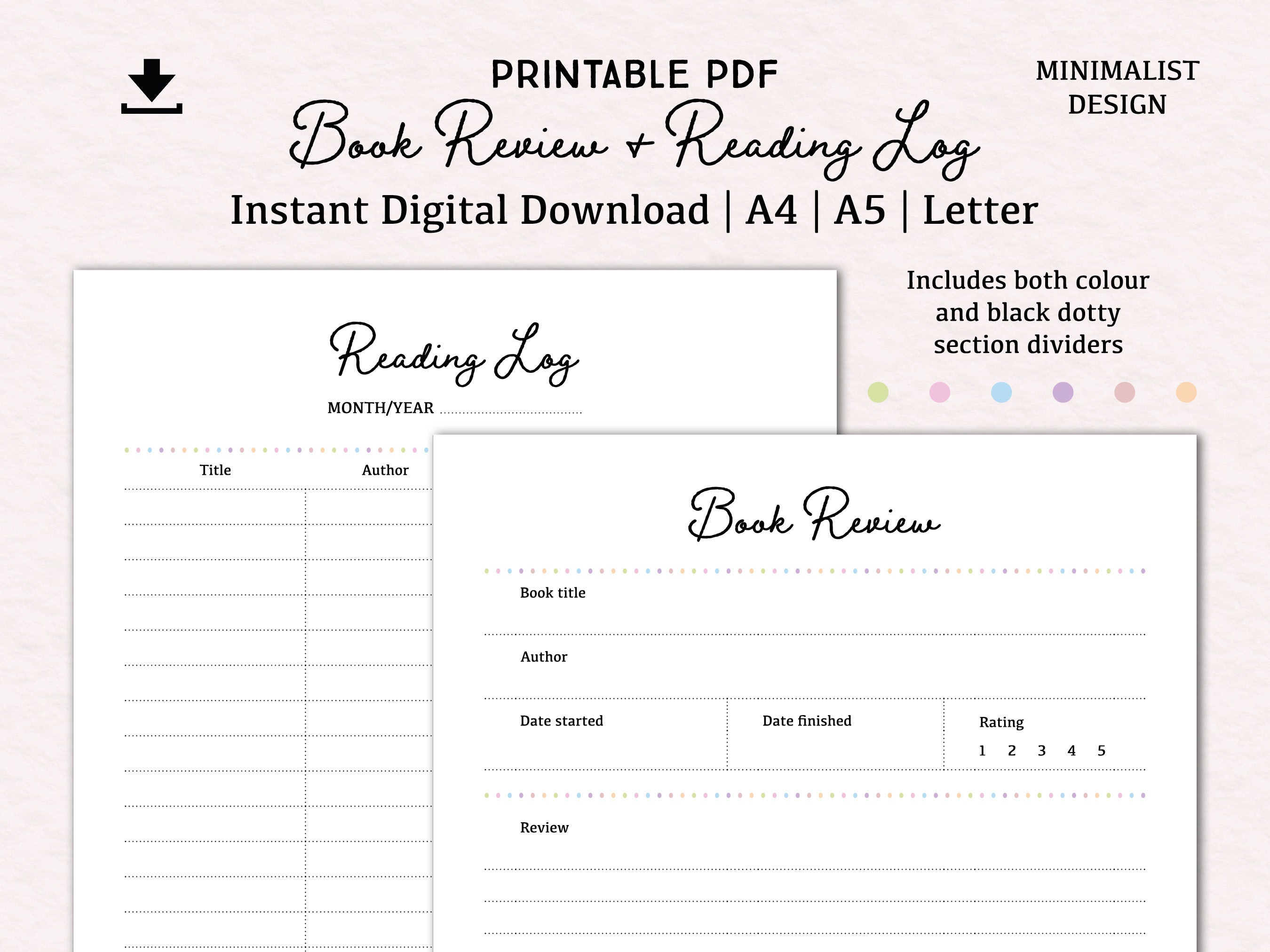 Book Review | Digital Download PDF Printable | A4, A5 & Letter Sizes ...
