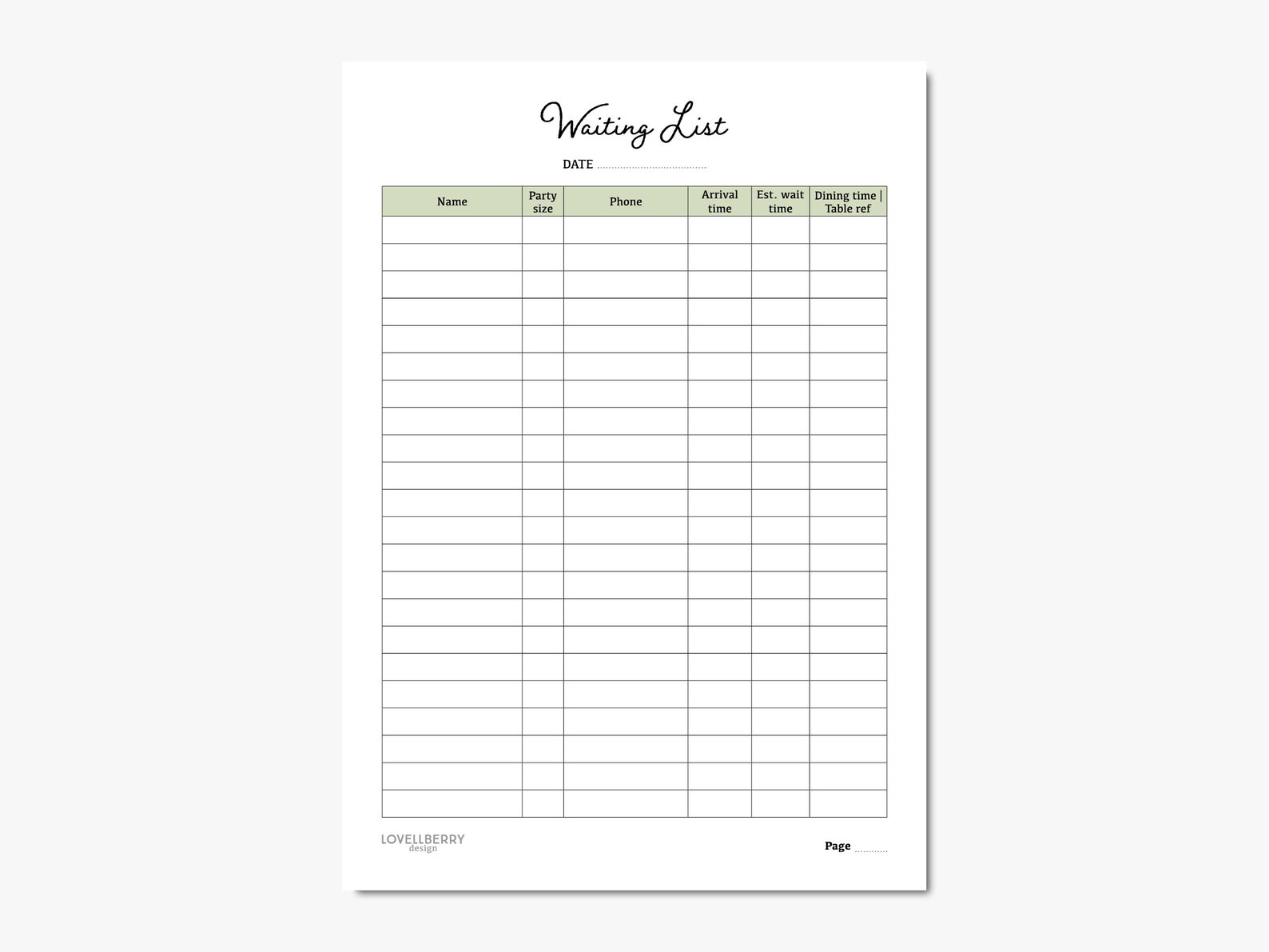 Waiting List Digital Download PDF Printable A4 A5 Letter Etsy