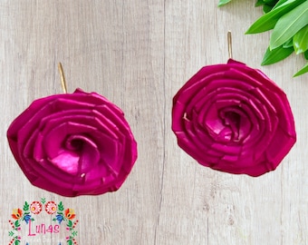 Handmade Roses Earrings Mexican Palma Roses Earrings