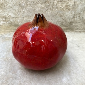 Handmade Ceramic Pomegranate: Hellenic Good Luck Decor (23 x 6cm)