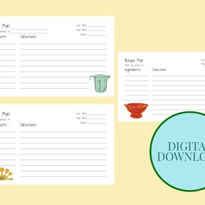 Printable Recipe Cards | Minimalist | - Etsy