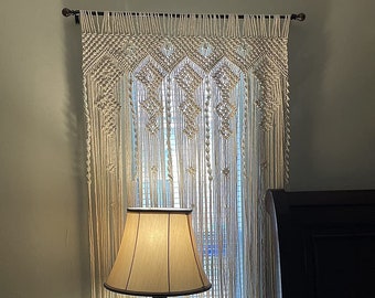 Macrame Curtain For Door or Window, Handmade Macrame Curtain, Boho Nomad Room Divider