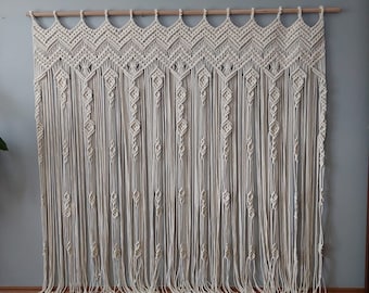 Macrame Curtain For Door or Window, Handmade Macrame Curtain, Room Divider, Bohemian Macrame Design