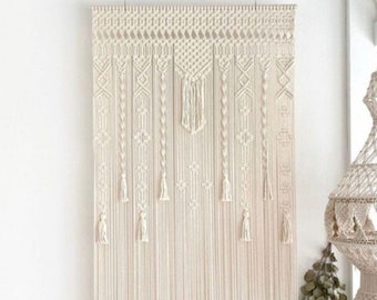 Handmade Macrame Curtain - Customizable Size and Color Options